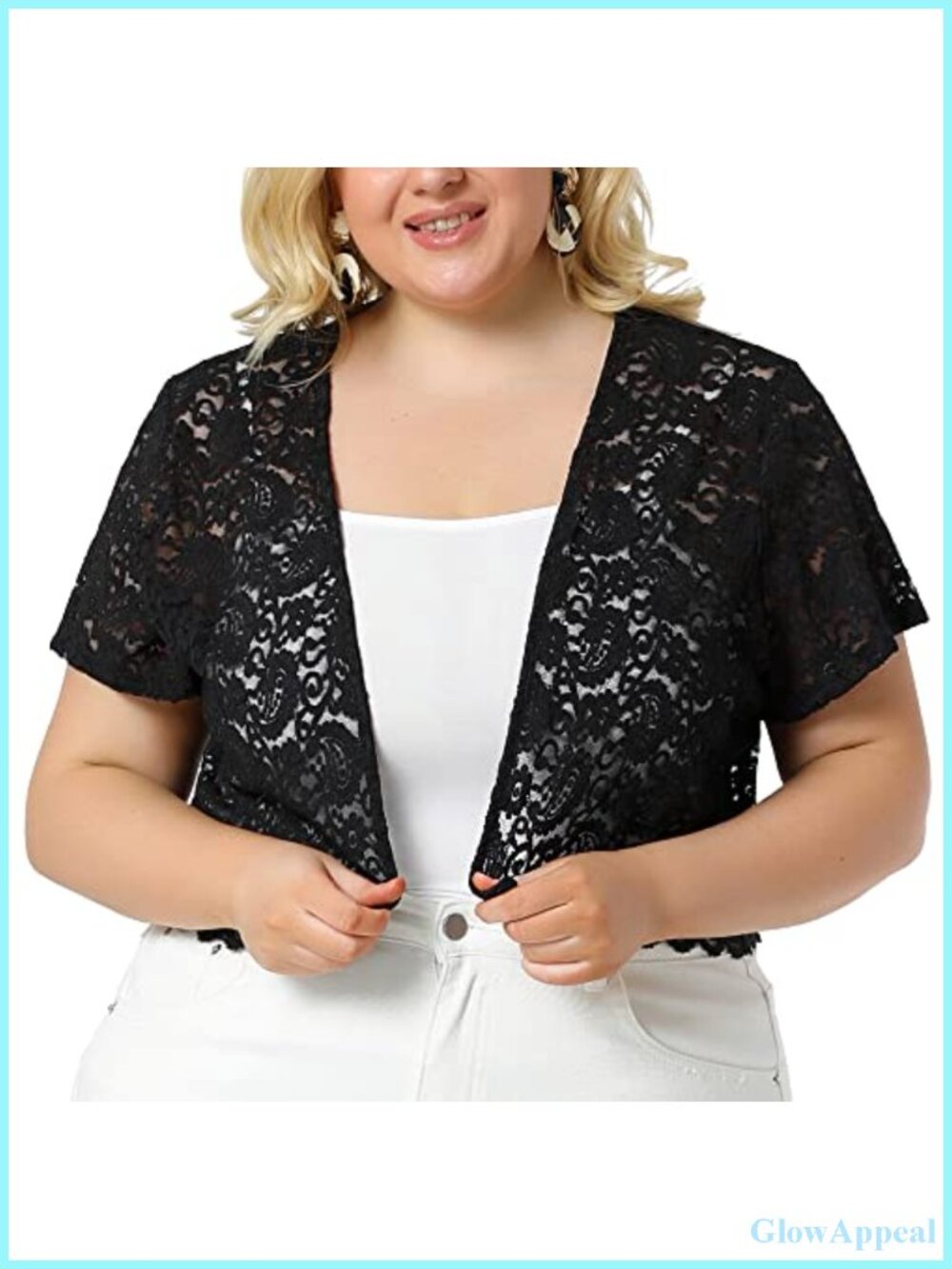 Plus Size Lace Bolero Shrug Short Sleeve Cropped Cardigan
